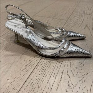 Silver Snakeskin Women Shoes